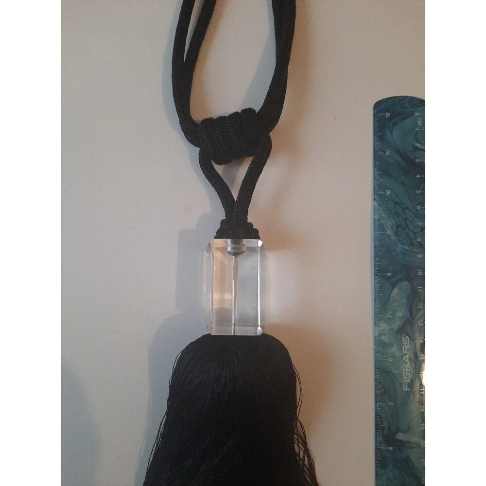 Black Tassels/ Tie Backs acrylic square Accent (Set Of Two)